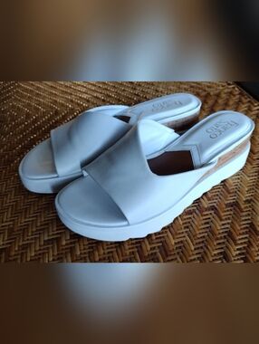 Franco Sarto White Leather Slide Sandals
